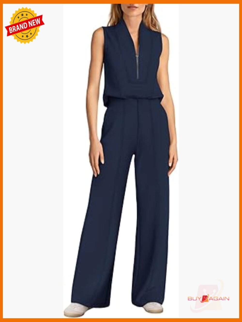 Sleeveless Wide Leg Jumpsuit V-Neck Travel Outfit Summer